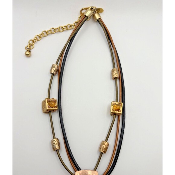 Vintage Copper Cross Chico's Necklace Adjustable Charms Hope Used - Picture 4 of 10